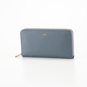 Furla Babylon Calfskin Round Long Wallet Blue Denim Ballerina